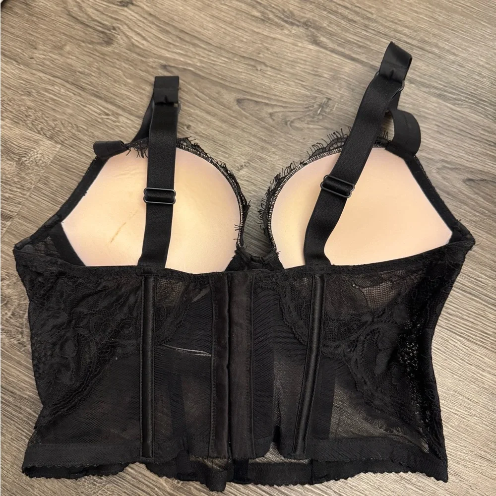 Victoria's Secret Black Lace Bustier with Branded Straps - Picture 3 of 6